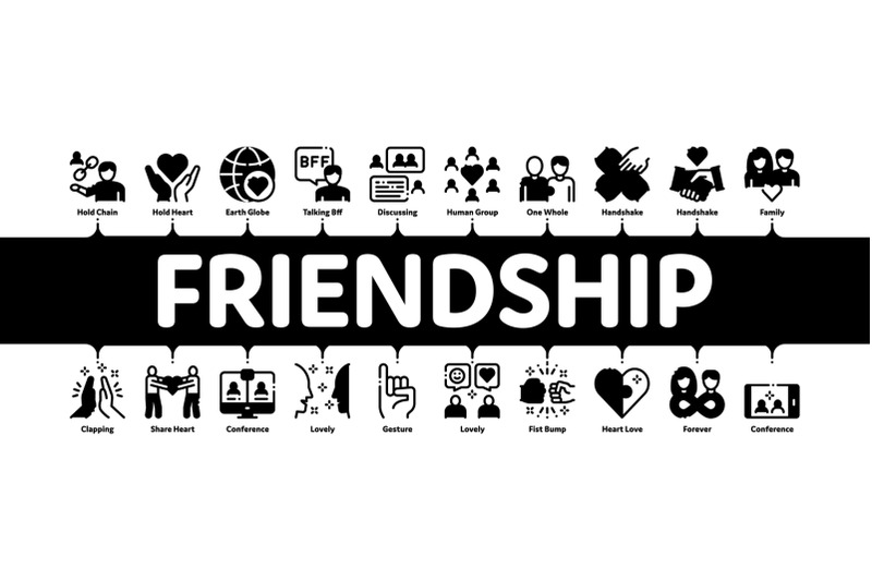 friendship-relation-minimal-infographic-banner-vector