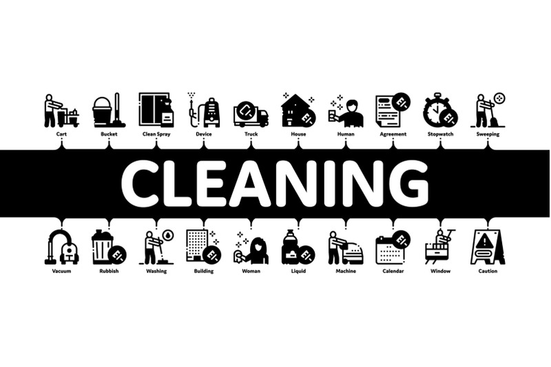 cleaning-service-tool-minimal-infographic-banner-vector