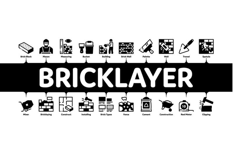 bricklayer-industry-minimal-infographic-banner-vector