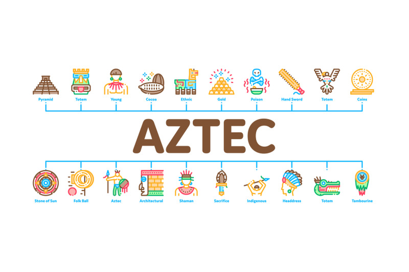 aztec-civilization-minimal-infographic-banner-vector