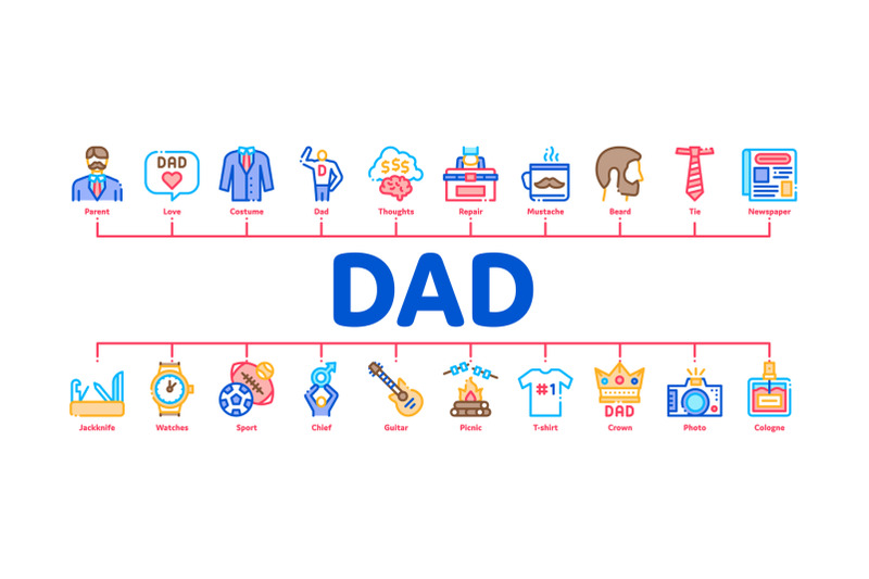 dad-father-parent-minimal-infographic-banner-vector