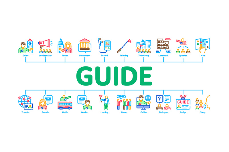 guide-lead-traveler-minimal-infographic-banner-vector