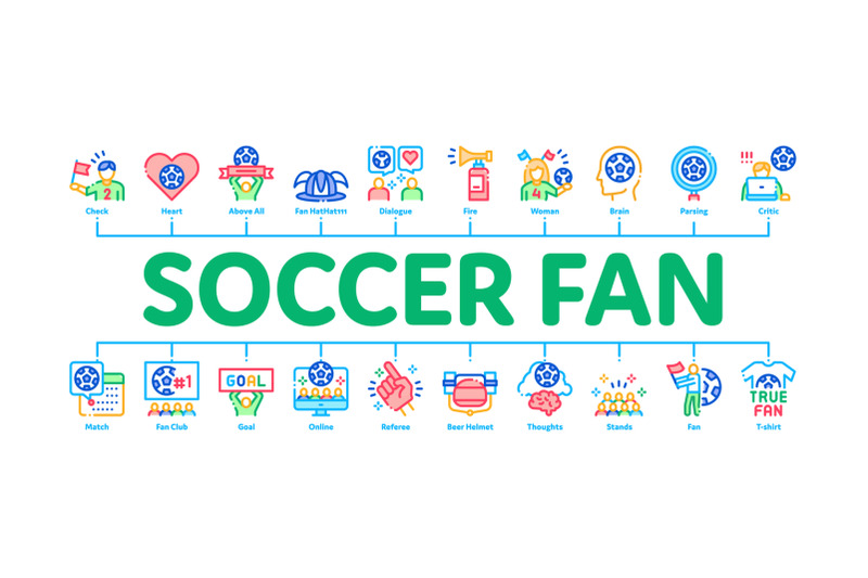 soccer-fan-attributes-minimal-infographic-banner-vector