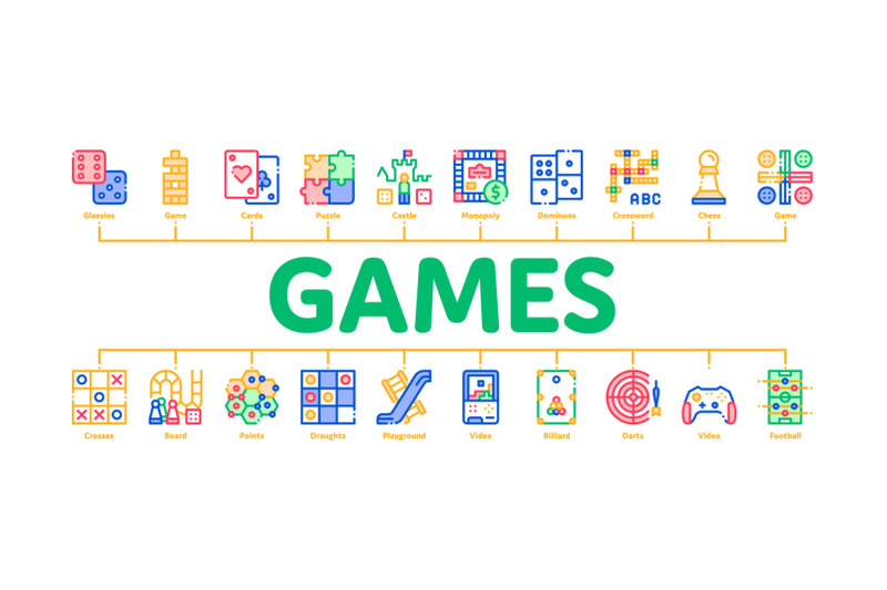 interactive-kids-games-minimal-infographic-banner-vector