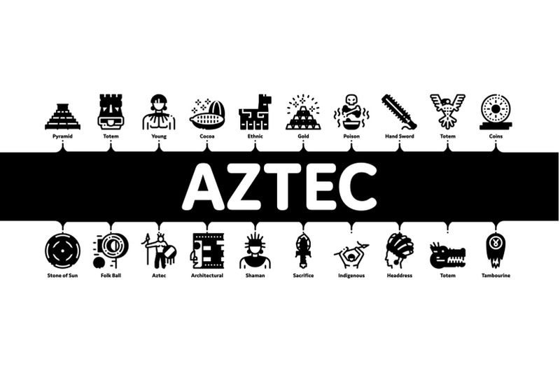 aztec-civilization-minimal-infographic-banner-vector