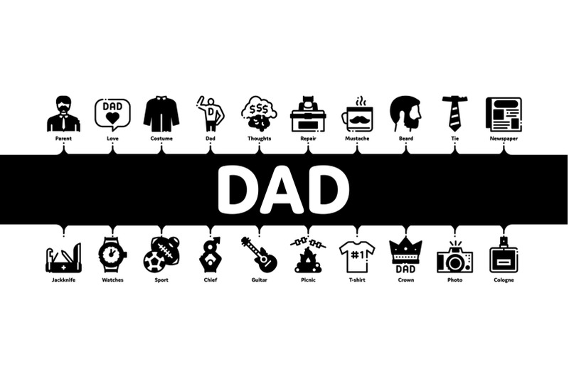 dad-father-parent-minimal-infographic-banner-vector