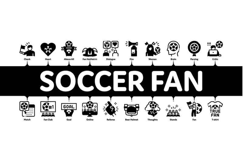 soccer-fan-attributes-minimal-infographic-banner-vector