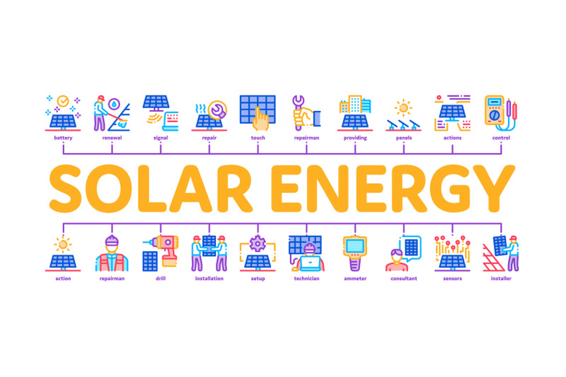 solar-energy-technicians-minimal-infographic-banner-vector