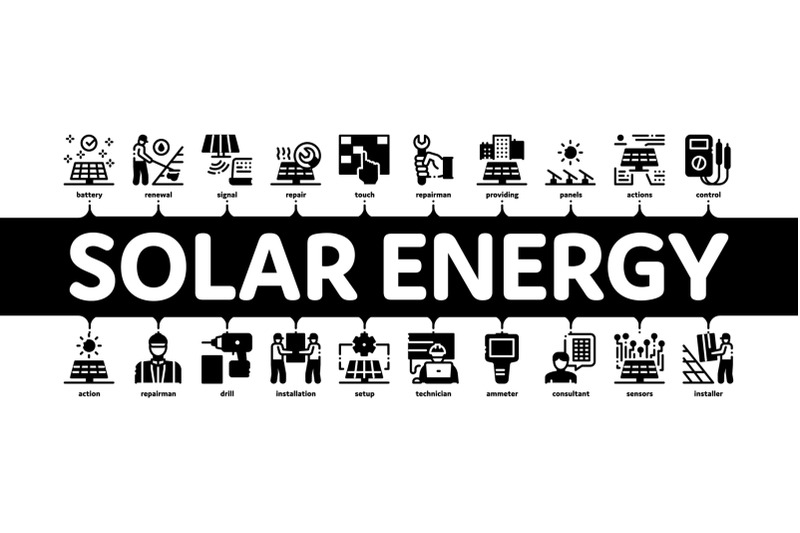 solar-energy-technicians-minimal-infographic-banner-vector