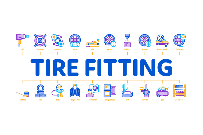 tire-fitting-service-minimal-infographic-banner-vector