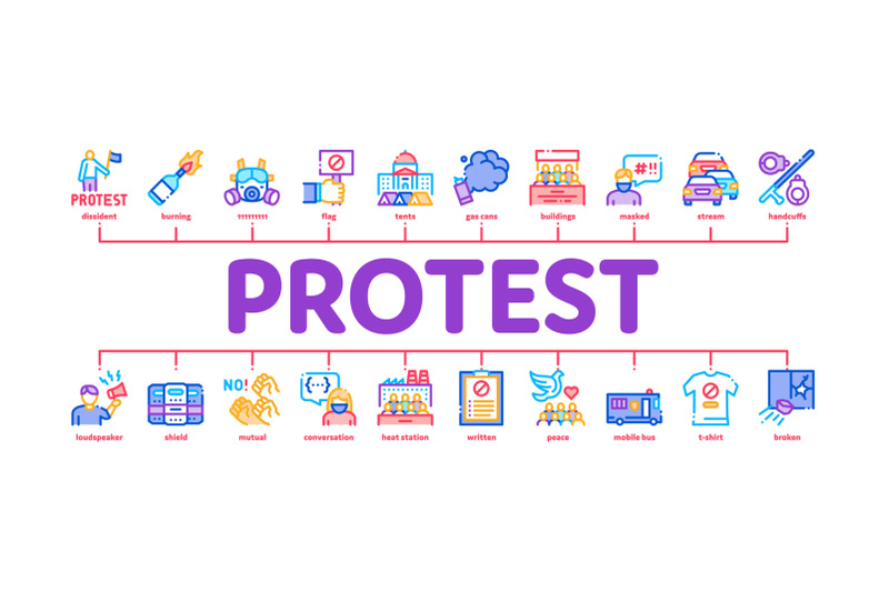 protest-and-strike-minimal-infographic-banner-vector
