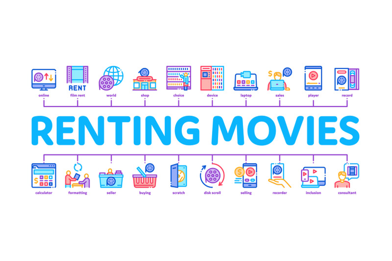 renting-movies-service-minimal-infographic-banner-vector