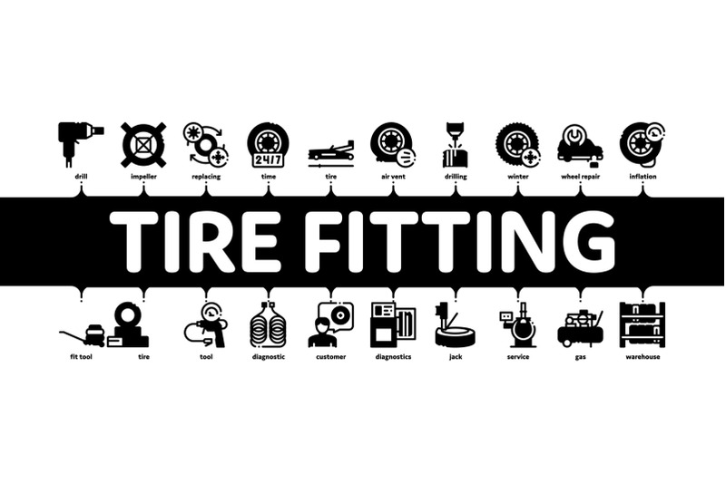 tire-fitting-service-minimal-infographic-banner-vector