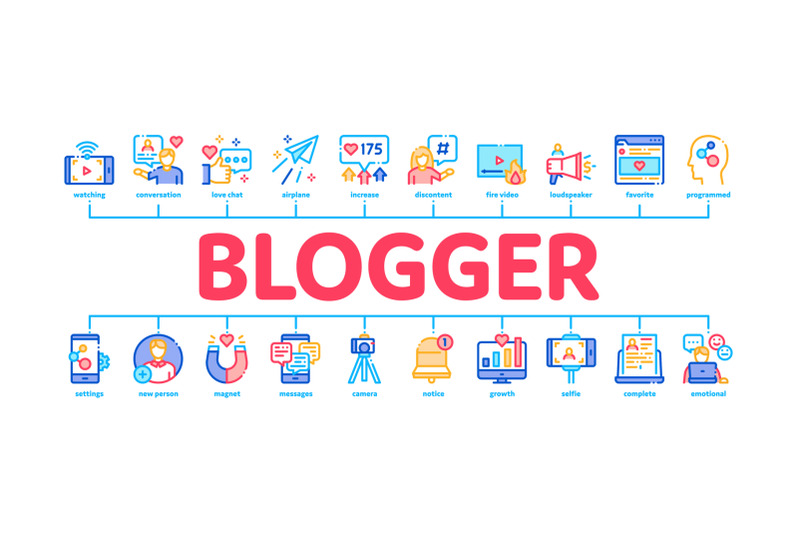 blogger-channel-minimal-infographic-banner-vector