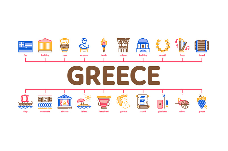 greece-country-history-minimal-infographic-banner-vector