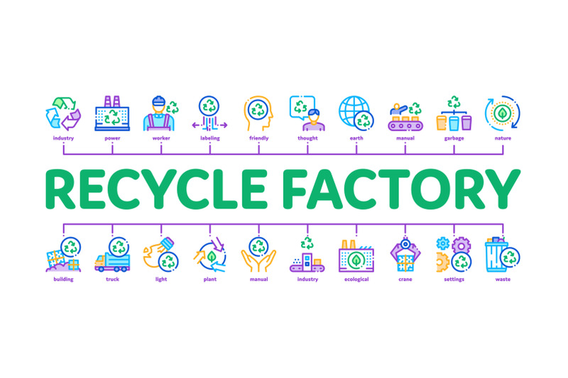 recycle-factory-ecology-minimal-infographic-banner-vector