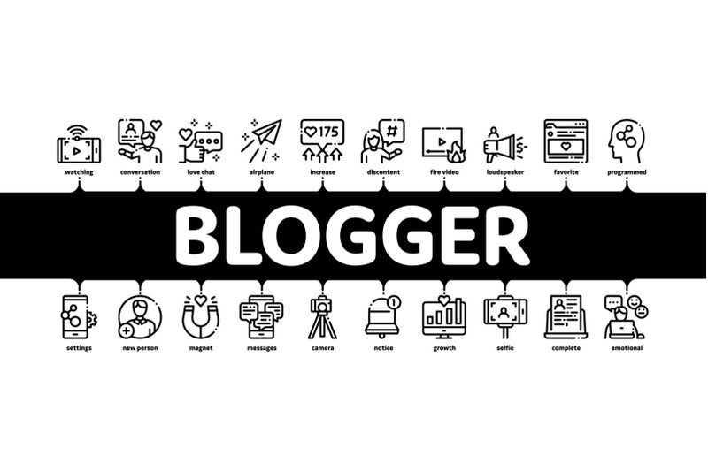 blogger-channel-minimal-infographic-banner-vector