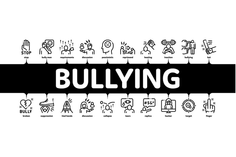 bullying-aggression-minimal-infographic-banner-vector