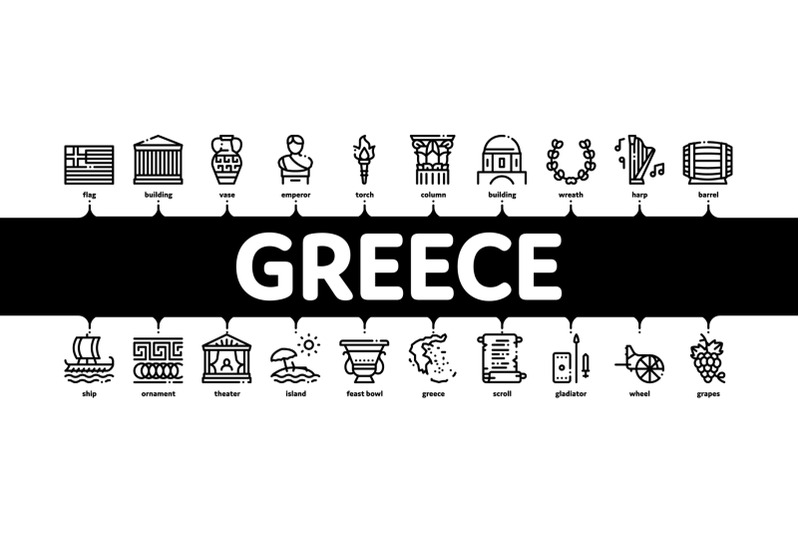 greece-country-history-minimal-infographic-banner-vector