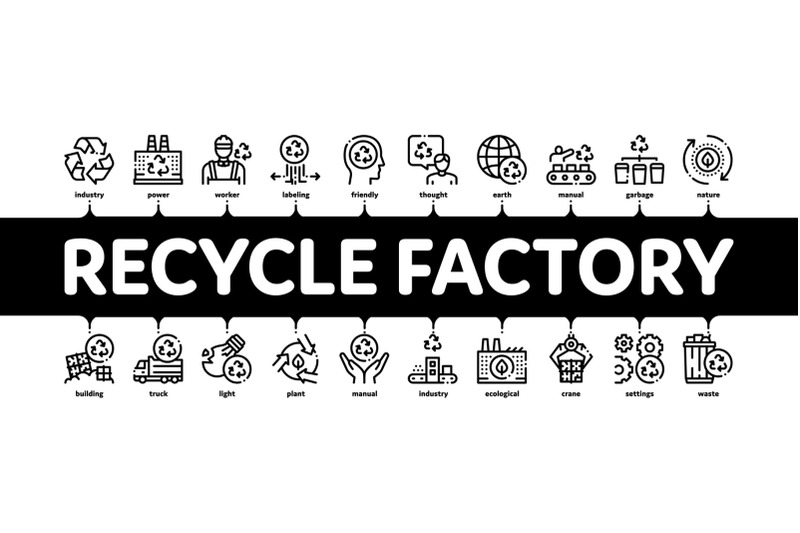 recycle-factory-ecology-minimal-infographic-banner-vector