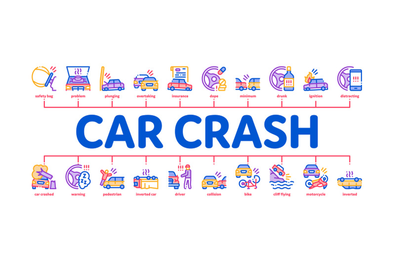 car-crash-accident-minimal-infographic-banner-vector