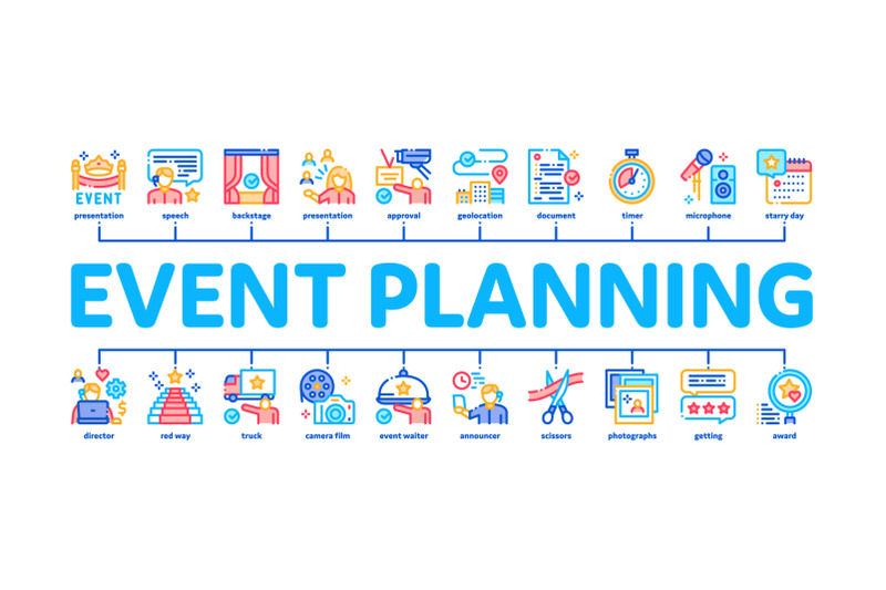 event-party-planning-minimal-infographic-banner-vector