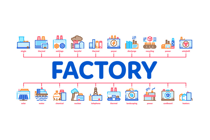 factory-industrial-minimal-infographic-banner-vector