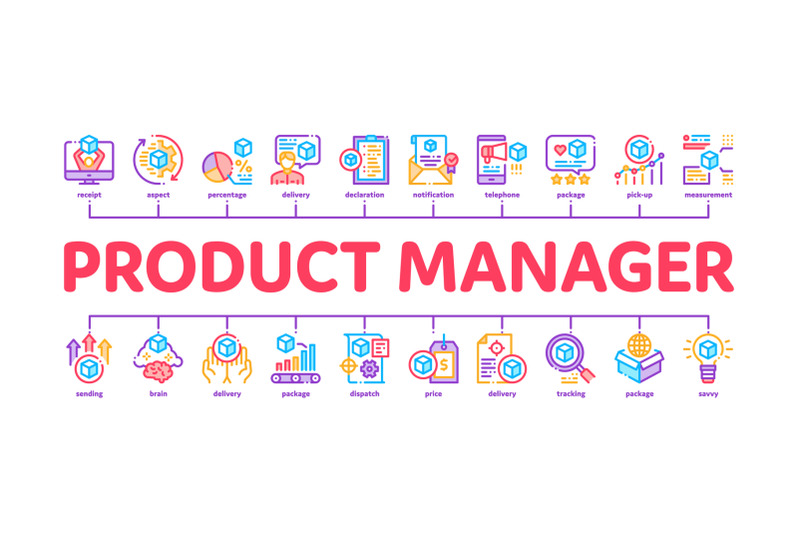 product-manager-work-minimal-infographic-banner-vector