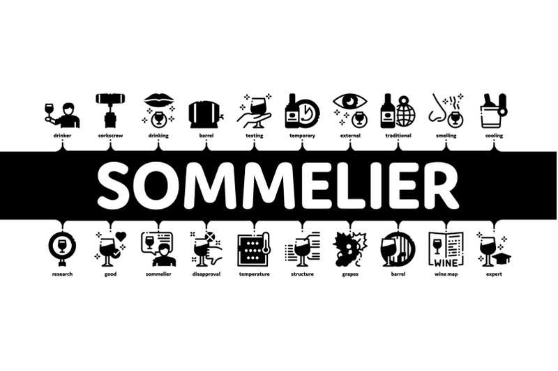 sommelier-wine-tasting-minimal-infographic-banner-vector