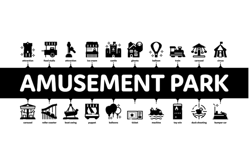 amusement-park-minimal-infographic-banner-vector