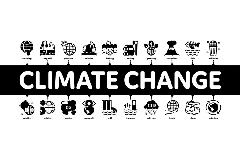 climate-change-ecology-minimal-infographic-banner-vector