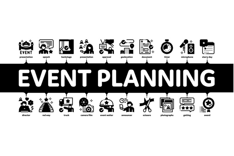 event-party-planning-minimal-infographic-banner-vector