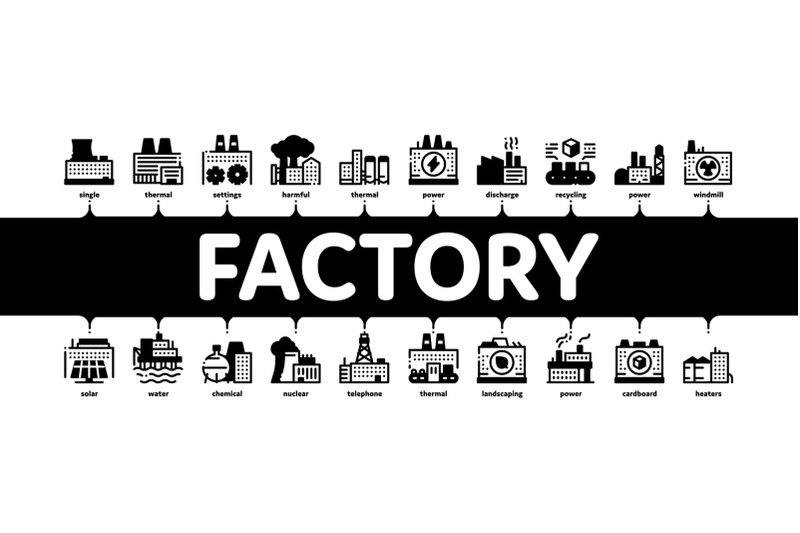 factory-industrial-minimal-infographic-banner-vector