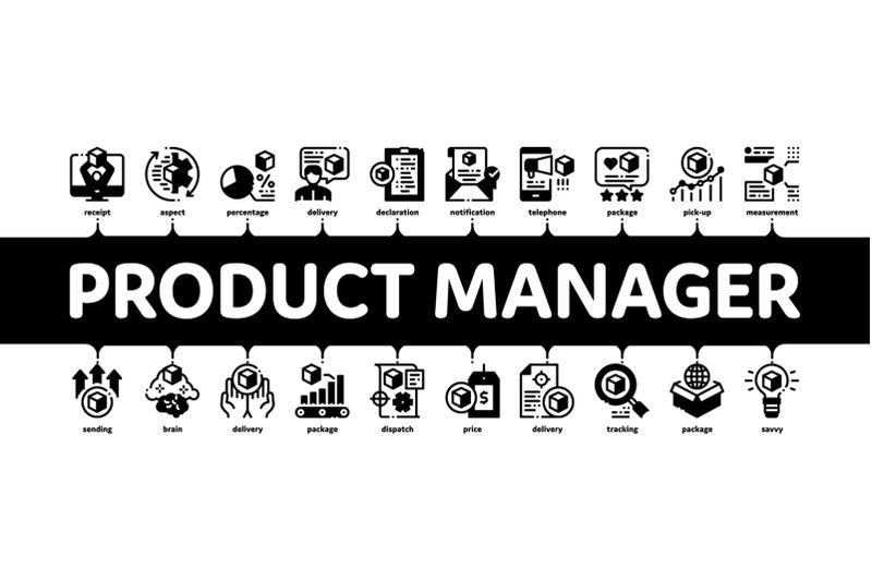 product-manager-work-minimal-infographic-banner-vector