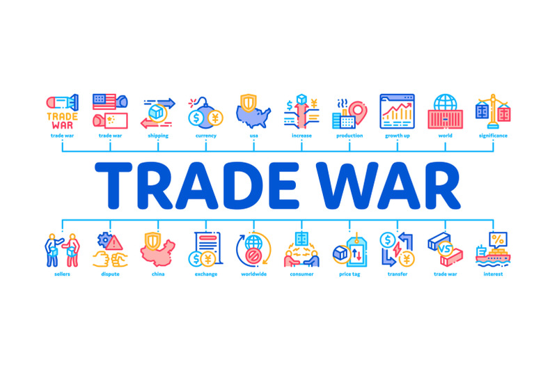 trade-war-business-minimal-infographic-banner-vector