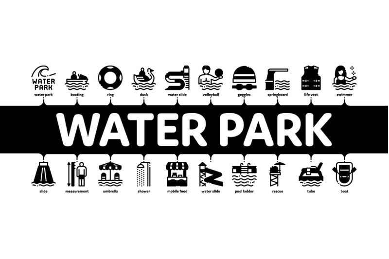 water-park-attraction-minimal-infographic-banner-vector