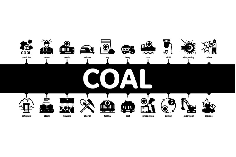 coal-mining-minimal-infographic-banner-vector