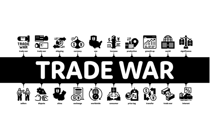 trade-war-business-minimal-infographic-banner-vector