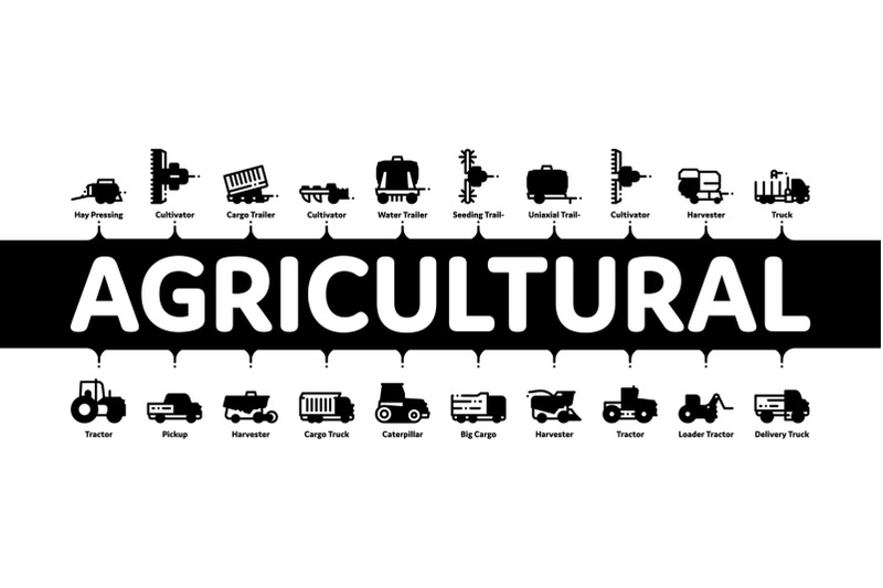 agricultural-vehicles-minimal-infographic-banner-vector