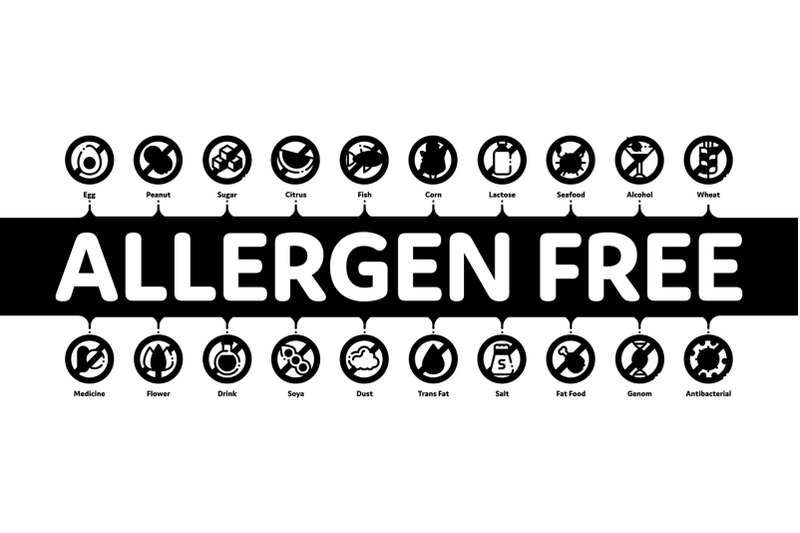 allergen-free-products-minimal-infographic-banner-vector