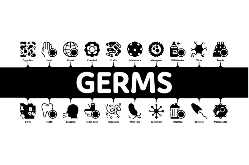 bacteria-germs-minimal-infographic-banner-vector