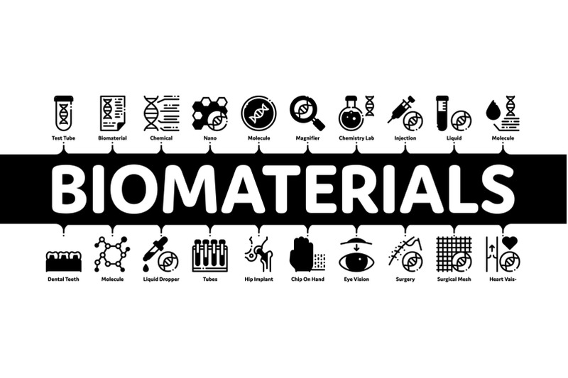 biomaterials-minimal-infographic-banner-vector