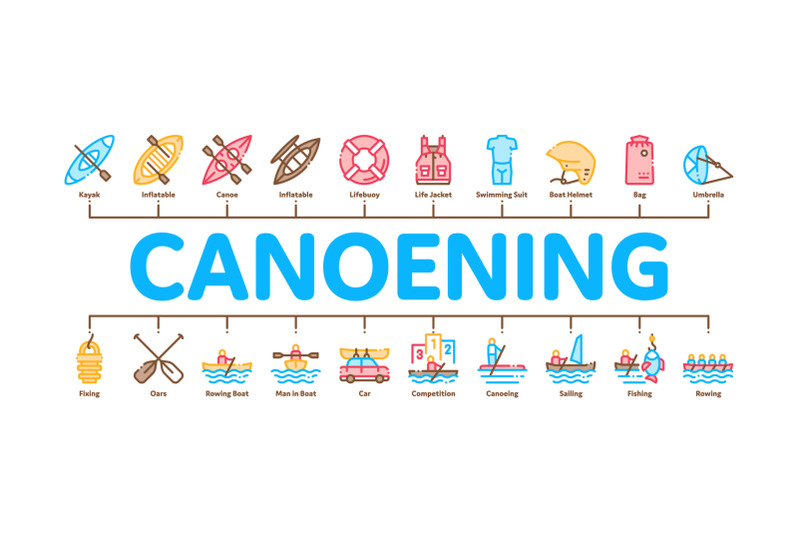 canoeing-minimal-infographic-banner-vector