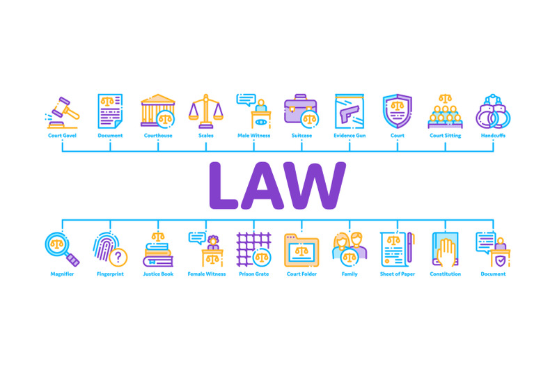 law-and-judgement-minimal-infographic-banner-vector