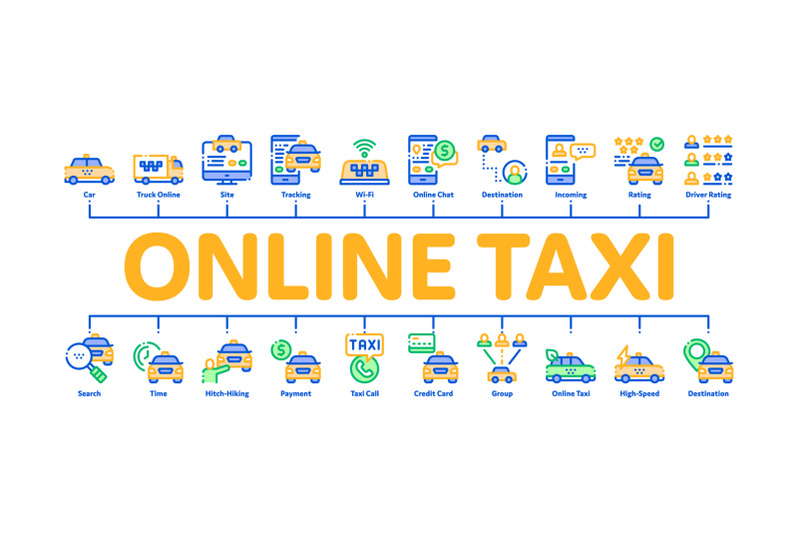 online-taxi-minimal-infographic-banner-vector