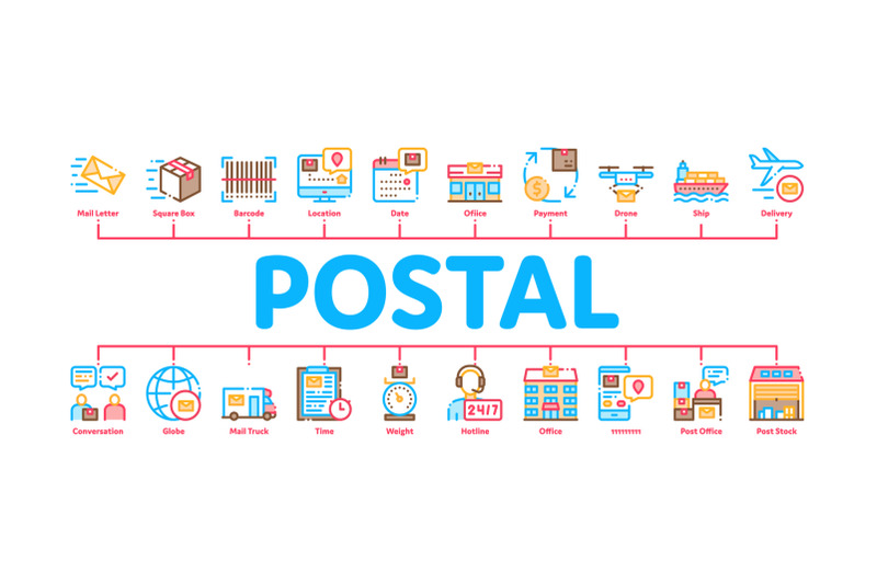 postal-transportation-company-minimal-infographic-banner-vector