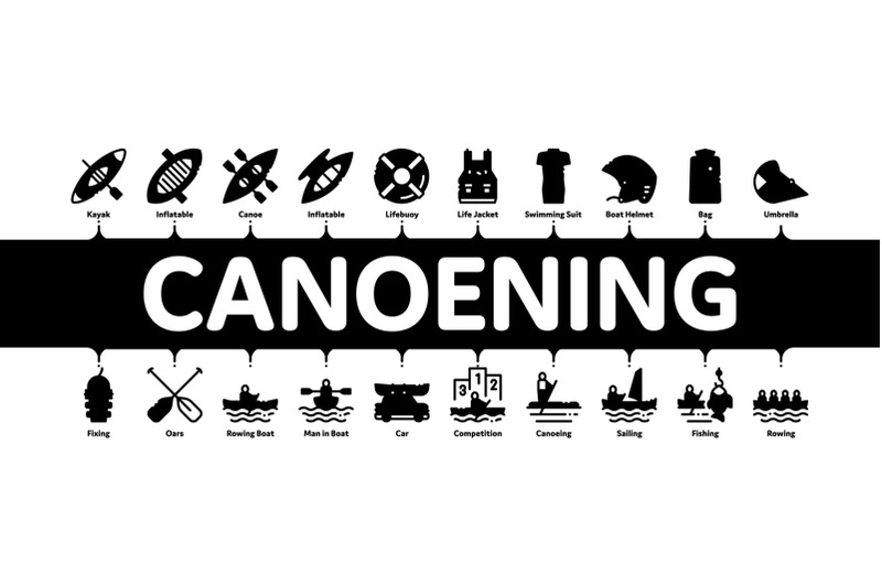 canoeing-minimal-infographic-banner-vector