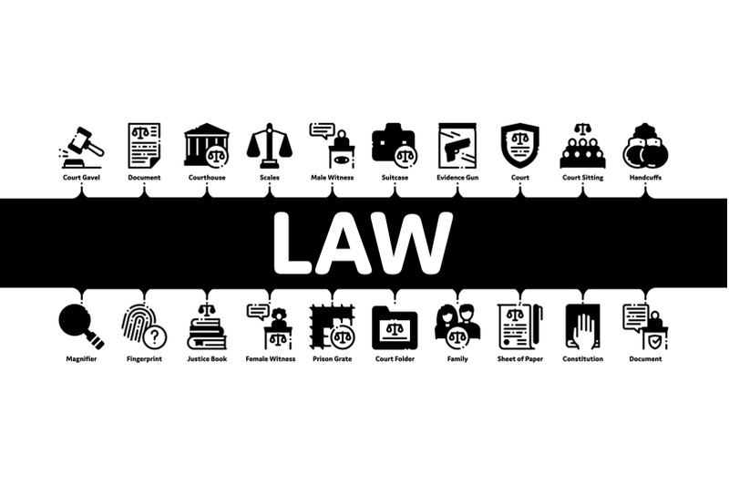 law-and-judgement-minimal-infographic-banner-vector
