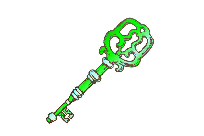 key-antique-decorative-design-color-vector