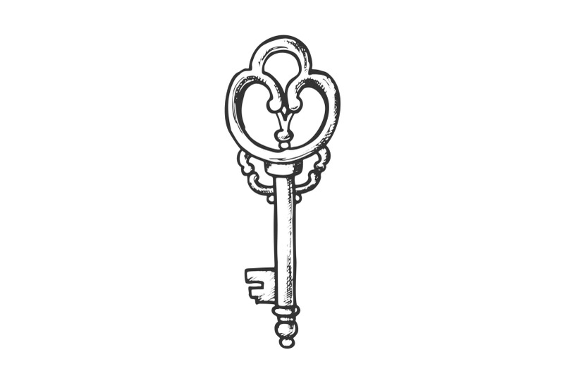 key-antique-access-device-ink-hand-drawn-vector